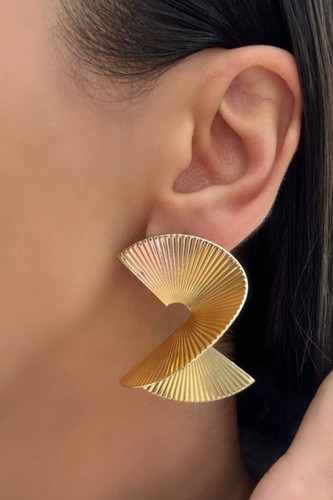 گوشواره جدید زنانه طرح طلا مدل موج رنگ ثابت وارزان