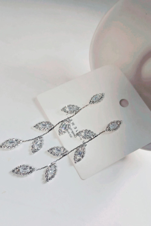 گوشواره جواهری جدید نقره طرح برگ ارزان وضد حساسیت