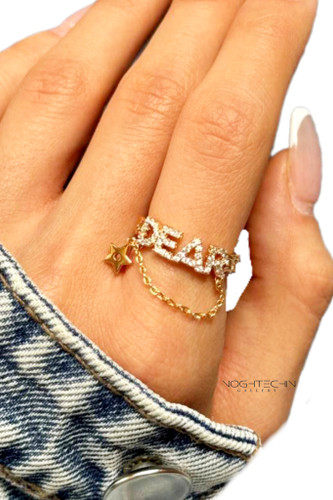 انگشترring زنانه مدل Dear ستاره ای رنگ ثابت وارزان
