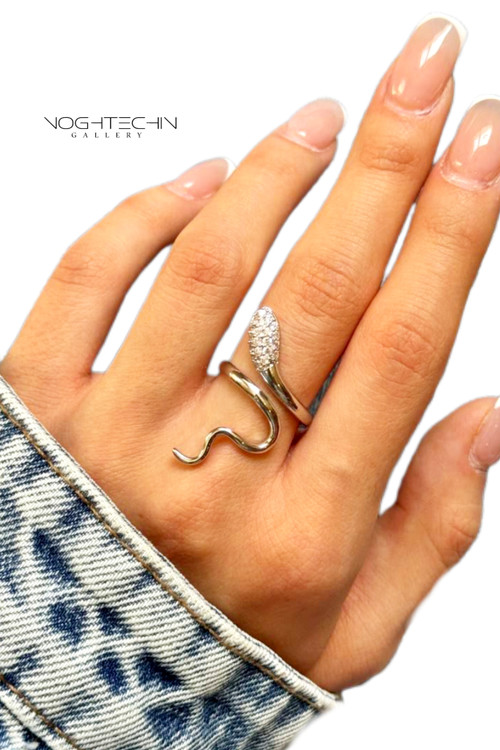 انگشتر زنانه مدل مار نگینی رنگ ثابت وارزان