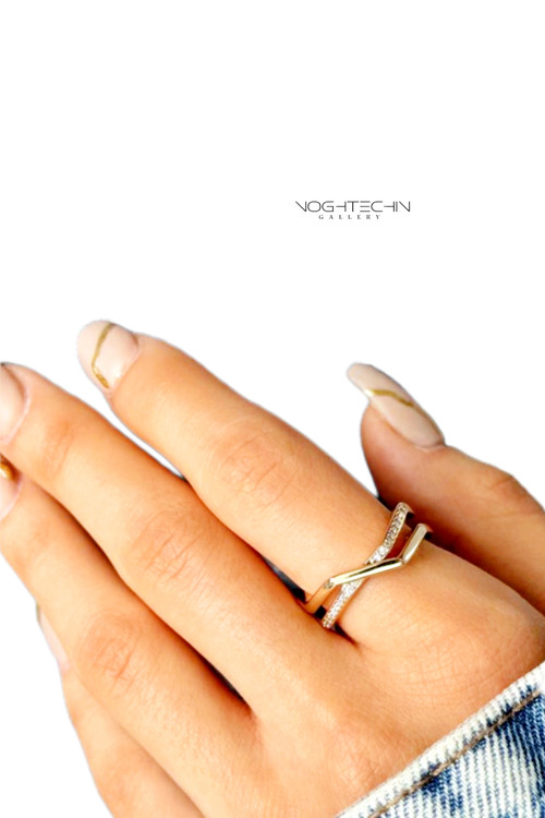 جدیدترین انگشتر زنانه ی ژوپینگ مدل ضربدری رنگ ثابت وارزان