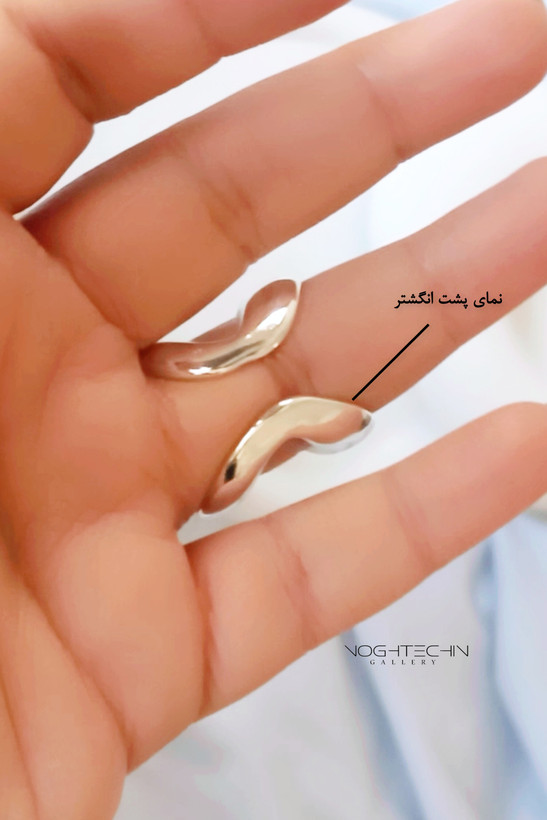 انگشتر زنانه برند فشن مدل ضربدری آبکاری نقره وطلا رنگ ثابت