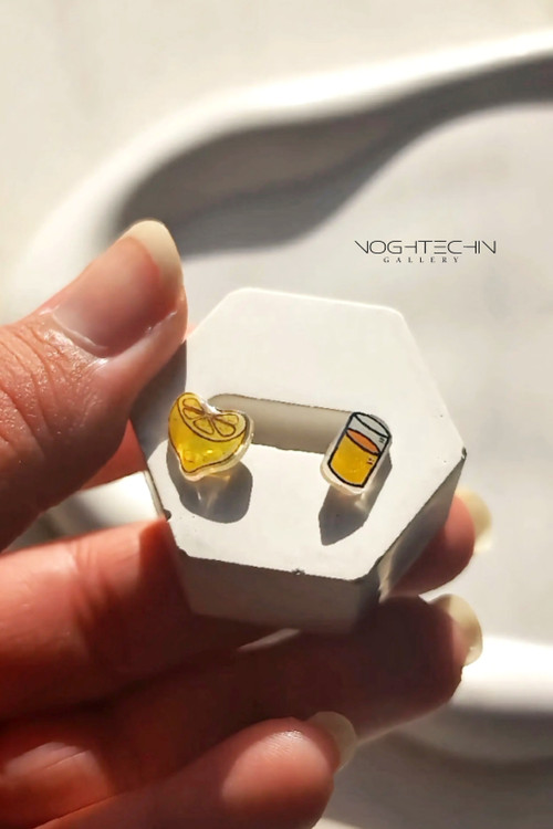 گوشواره فانتزی رزینی مدل لیمو ولیمونات با قیمت ارزان