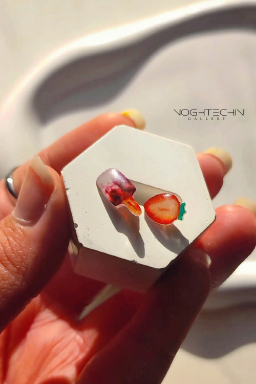 خرید گوشواره فانتزی رزینی مدل بستنی وتوت فرنگی با قیمت ارزان