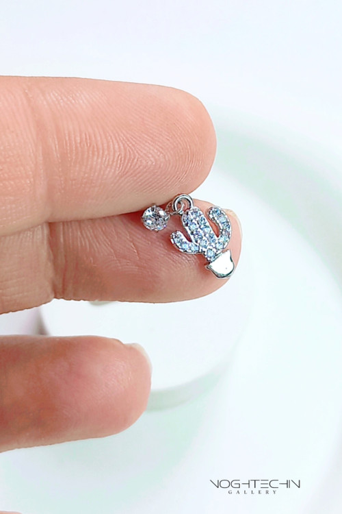 جدیدترین پیرسینگ فانتزی مدل کاکتوس جواهری نقره رنگ ثابت وارزان قیمت