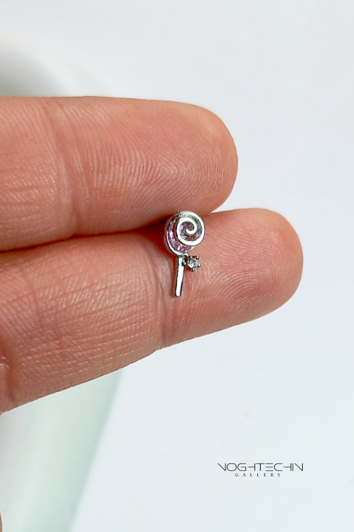 جدیدترین پیرسینگ فانتزی مدل آبنبات جواهری نقره رنگ ثابت وارزان قیمت