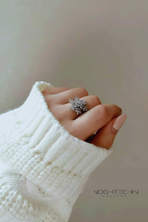 انگشتر زنانه مدل برف چرخان رنگ ثابت ارزان