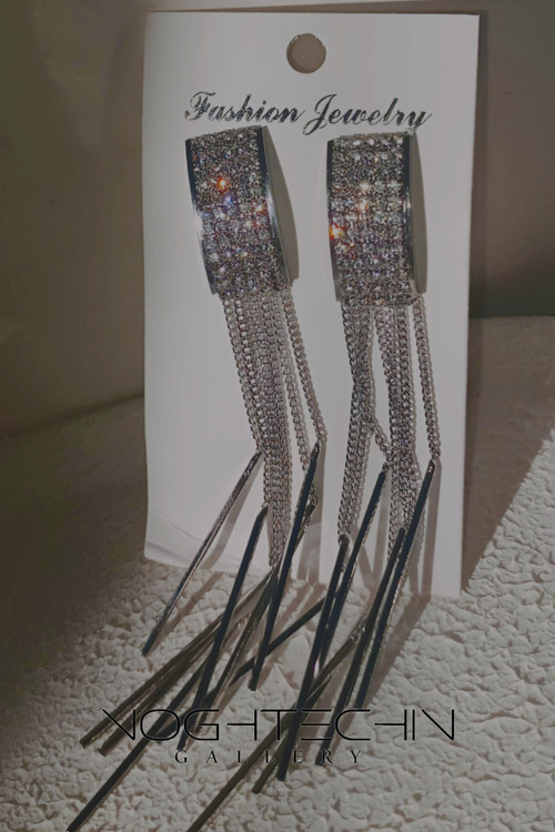 گوشواره جواهری آیینه ای نقره با قیمت ارزان