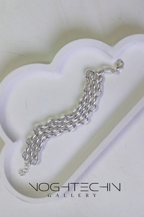 خرید دستبند جدید زنجیری پهن نقره ارزان قیمت