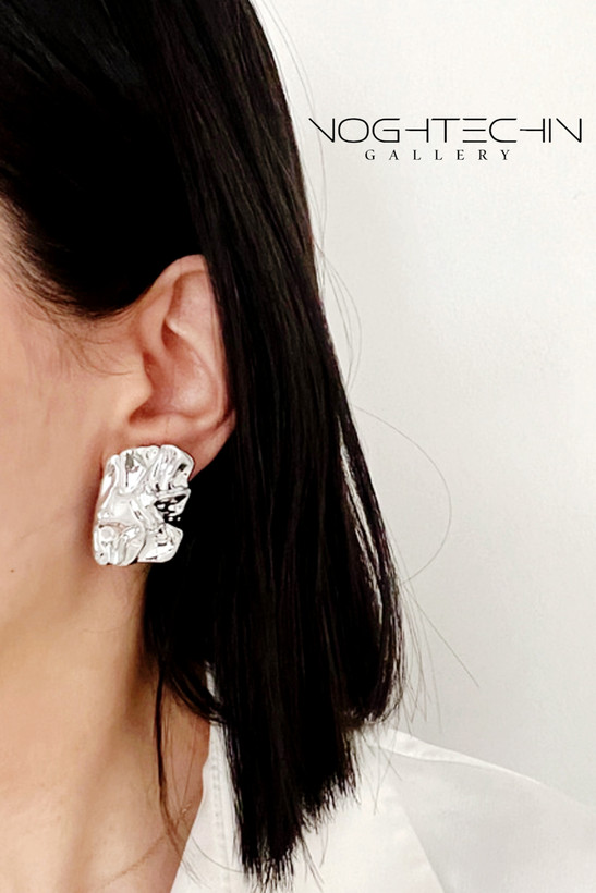 گوشواره زنانه جدید نقره مدل چروک با قیمت مناسب