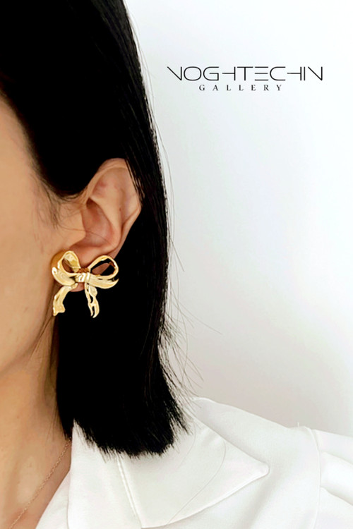 گوشواره زنانه طرح طلا مدل پاپیون