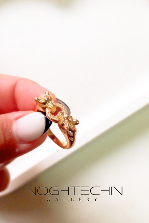 انگشتر جواهری زنانه مدل خاص پلنگی طرح طلا با قیمت مناسب