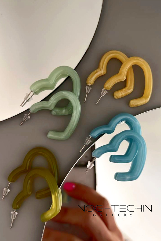 خریو گوشواره قلب سنگی رنگی وارداتی