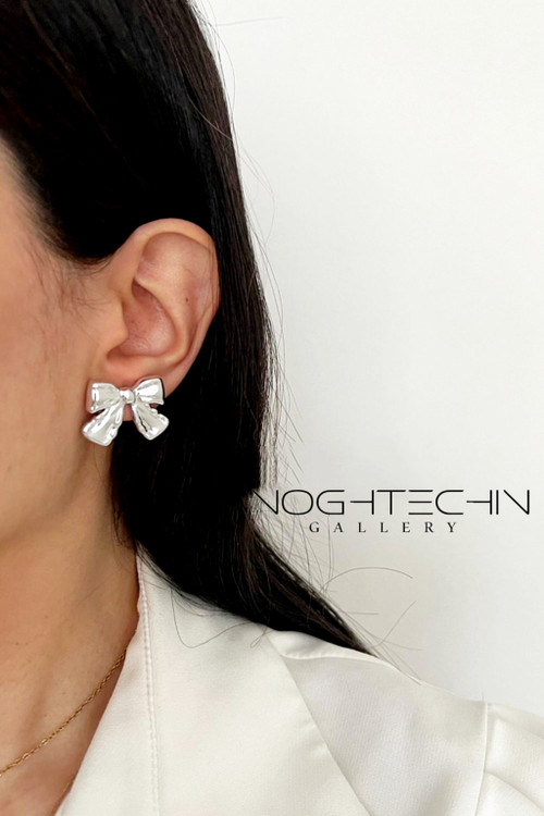 خرید گوشواره خاص پاپییون پهن رنگ ثابت