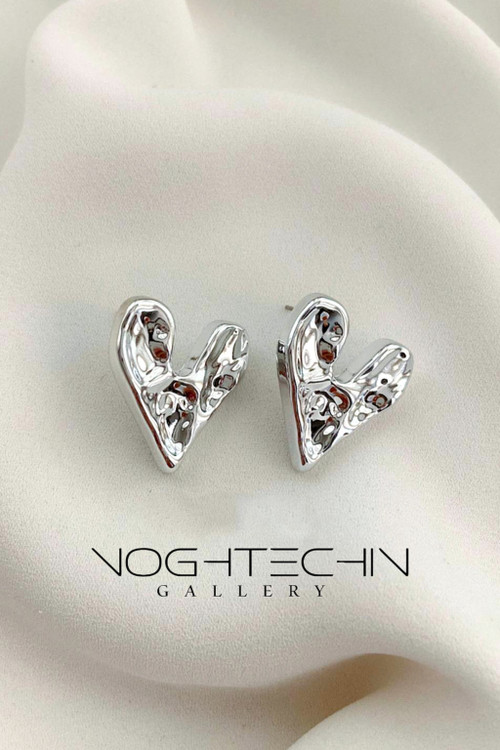 سفارش گوشواره جدید قلب دفرمه نقره وارداتی با قیمت مناسب