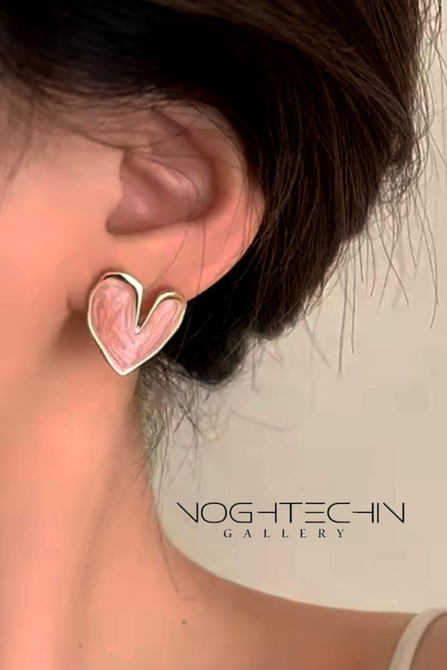 خرید گوشواره فانتزی زنانه مدل قلب صورتی