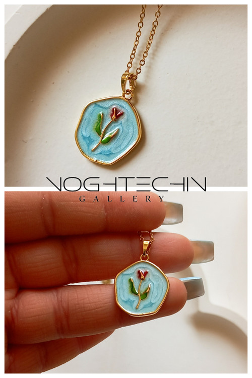 گردنبند خاص مدل گل قاب عکسی با قیمت ارزان