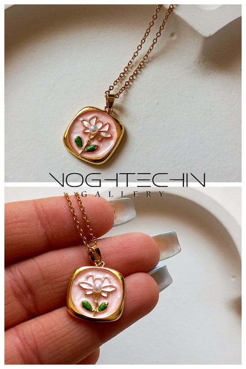 خرید گردنبند جدید وحاص زنانه مدل گل طرح طلا