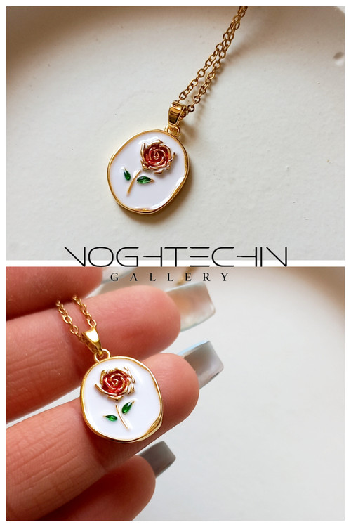 سفارش گردنبند زنانه طرح طلا ودارای میناکاری