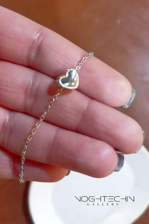 خرید گردنبند دخترانه استیل مدل قلب نقره ای با قیمت ارزان