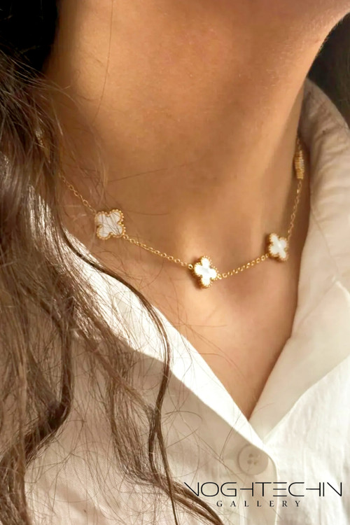 خرید گردنبند زنانه مدل ونکلیف سفیدبا قیمت ارزان