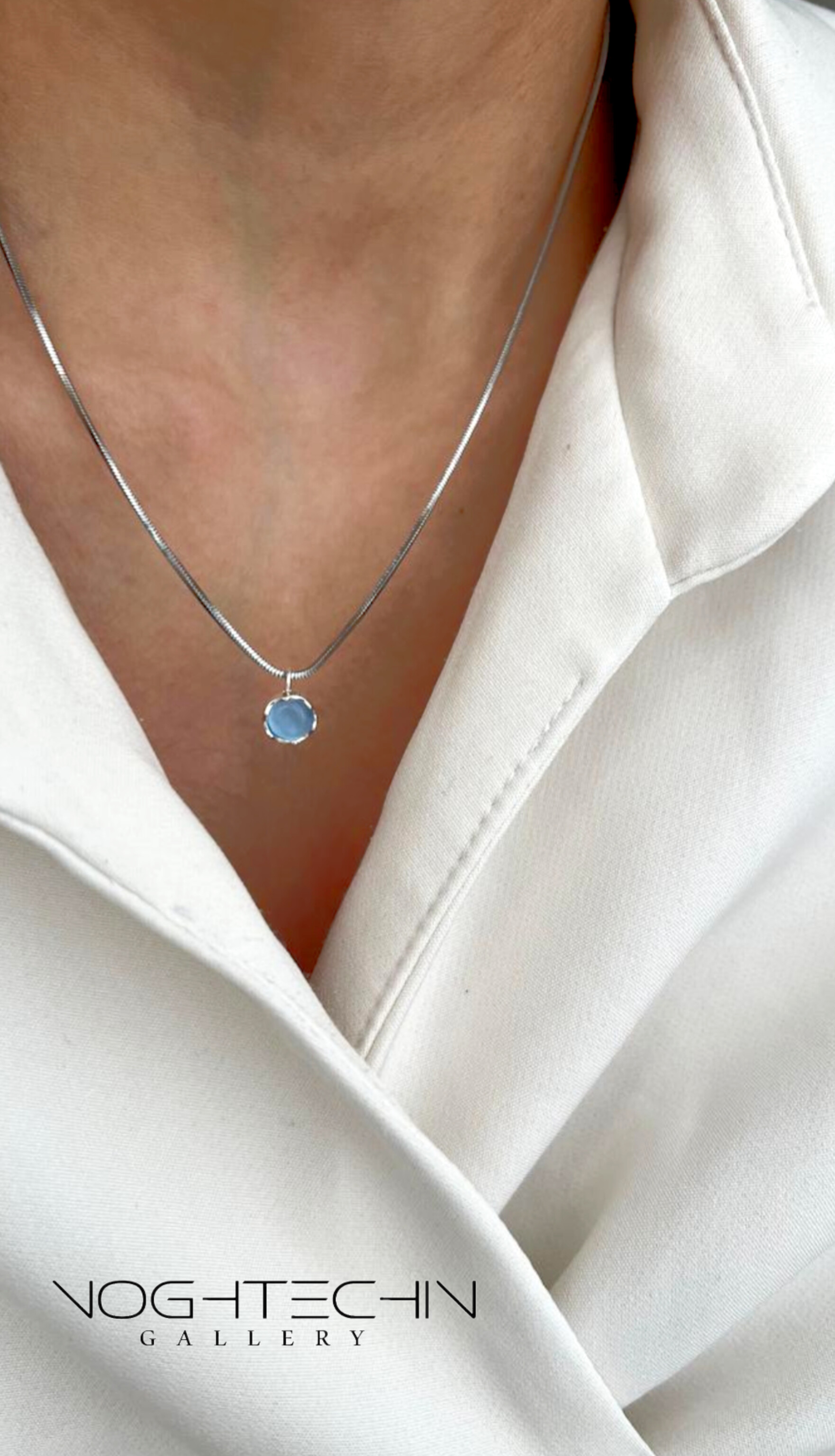 خرید گردنبند خاص زنانه مدل سنگ آبی با قیمت ارزان