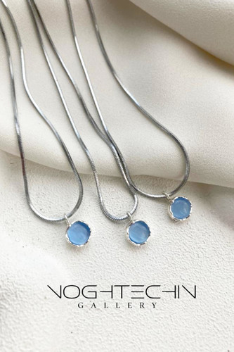 خرید گردنبند جدید وترند زنانه مدل سنگ فیروزه ای نقره با کیفیت بالا