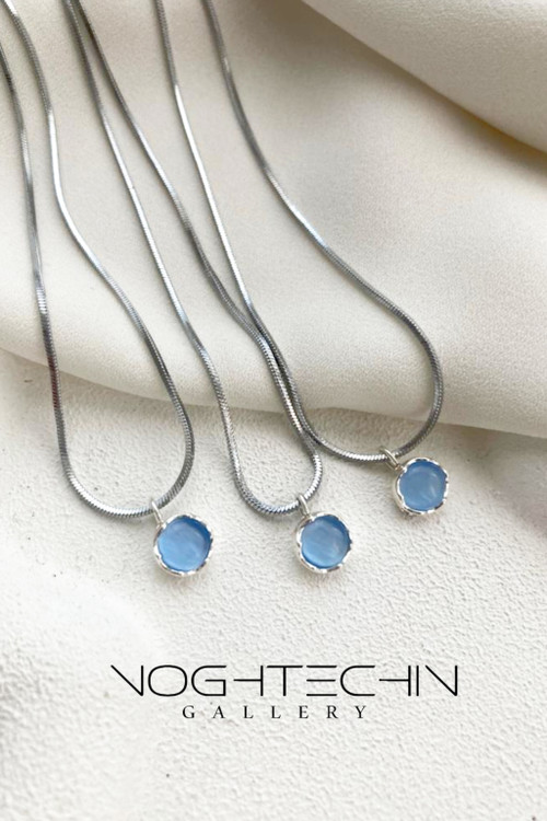 خرید گردنبند جدید وترند زنانه مدل سنگ فیروزه ای نقره با کیفیت بالا