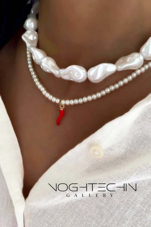 خرید گردنبند خاص مروارید با پلاک فلفل با قیمت مناسب