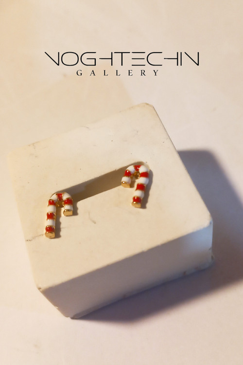 خرید گوشواره خاص زنانه مدل عصای بابانوئل با قیمت مناسب