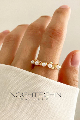 خرید انگشتر زنانه مدل برگ مرواریدی با قیمت مناسب