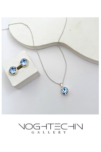 خرید ست زنانه ساده وجدید مدل تک نگین آبی با قیمت مناسب