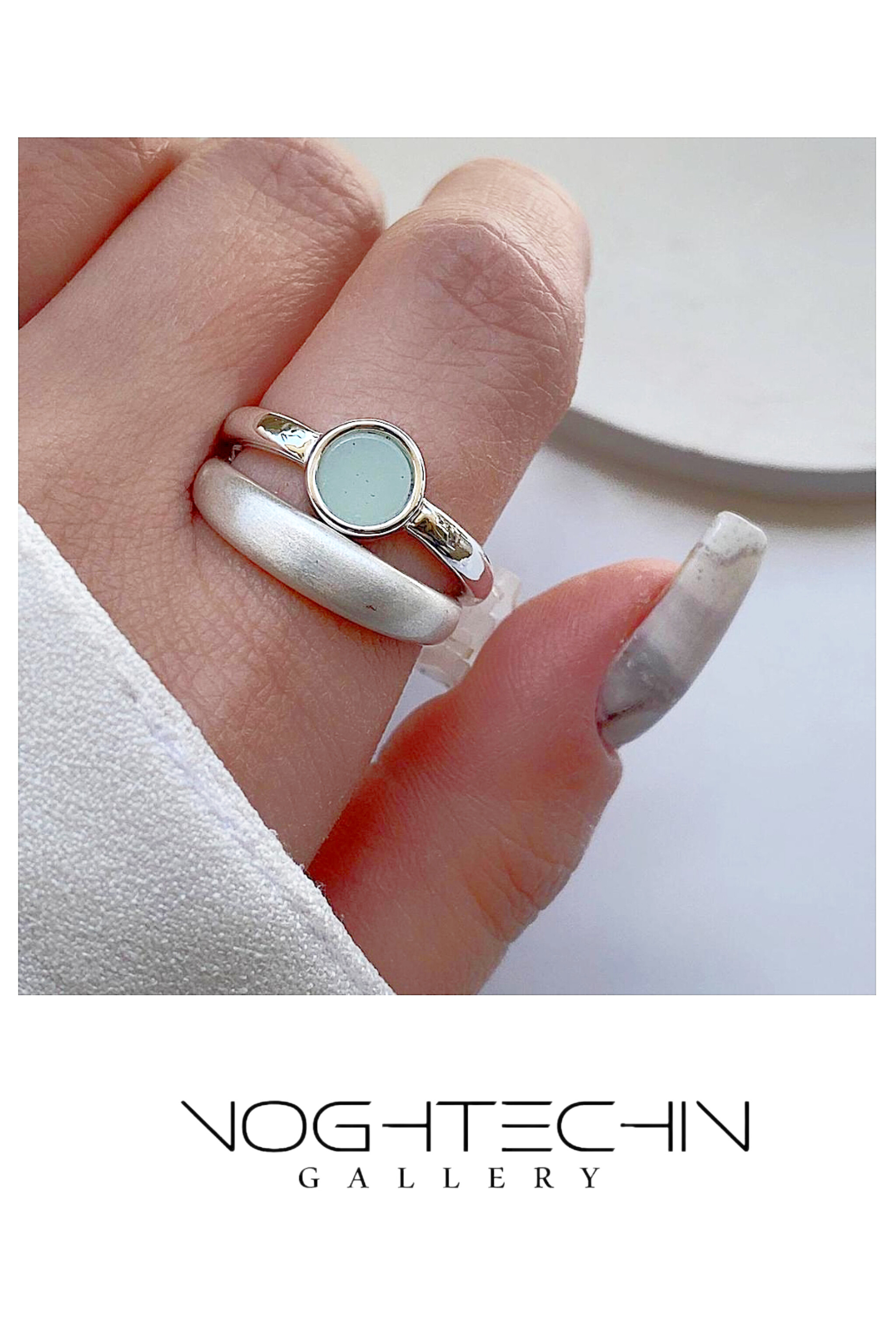 خرید انگشتر زنانه شیک وترند نقره مدل سنگ آمازونیت با قیمت مناسب