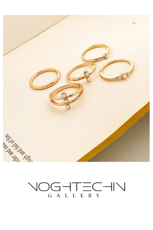 پک انگشتر زنانه ترند وخاص مدل مرواریدی طرح طلا باقیمت ارزان