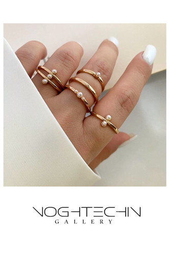 خرید انگشتر زنانه شیک وطریف مدل مرواریدی کوچک طرح طلا با قیمت مناسب