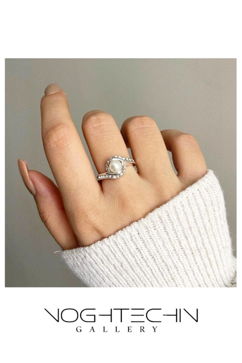 خرید انگشتر زنانه مدل مرواریدی سیلور با قیمت مناسب