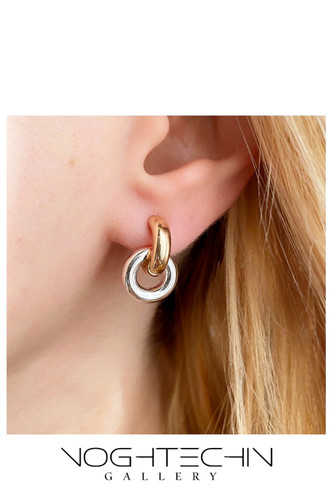 خرید گوشواره زنانه مدل دورنگ حلقه ای با قیمت مناسب