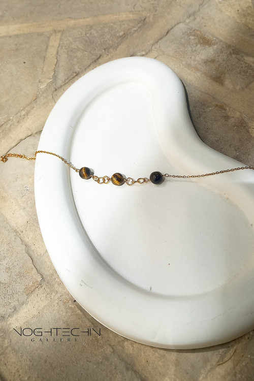 خرید پابند زنانه مدل مهره سنگی چشم ببر با قیمت مناسب